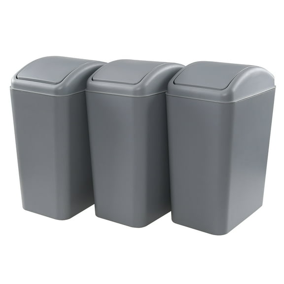 Sandmovie 4.5 Gallon Swing Top Trash Can, Plastic Garbage Can with Lid, 3 Pack