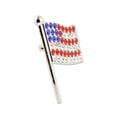 thumbnail image 2 of Silver Plated Rhinestone American Flag Patriotic Brooch Pin, 2 of 4