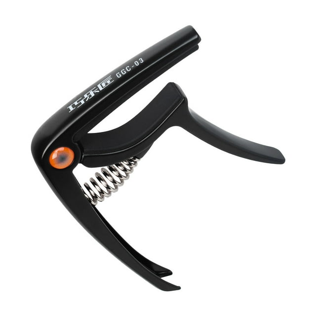 Multi-Functional Zinc Alloy Guitar Capo with Silicon Pad - Quick Release, Anti-Scratch Design for Acoustic/Electric Guitars, Ukulele, Bass - Built-in Bridge Pin Puller, Black Finish, Durable &
