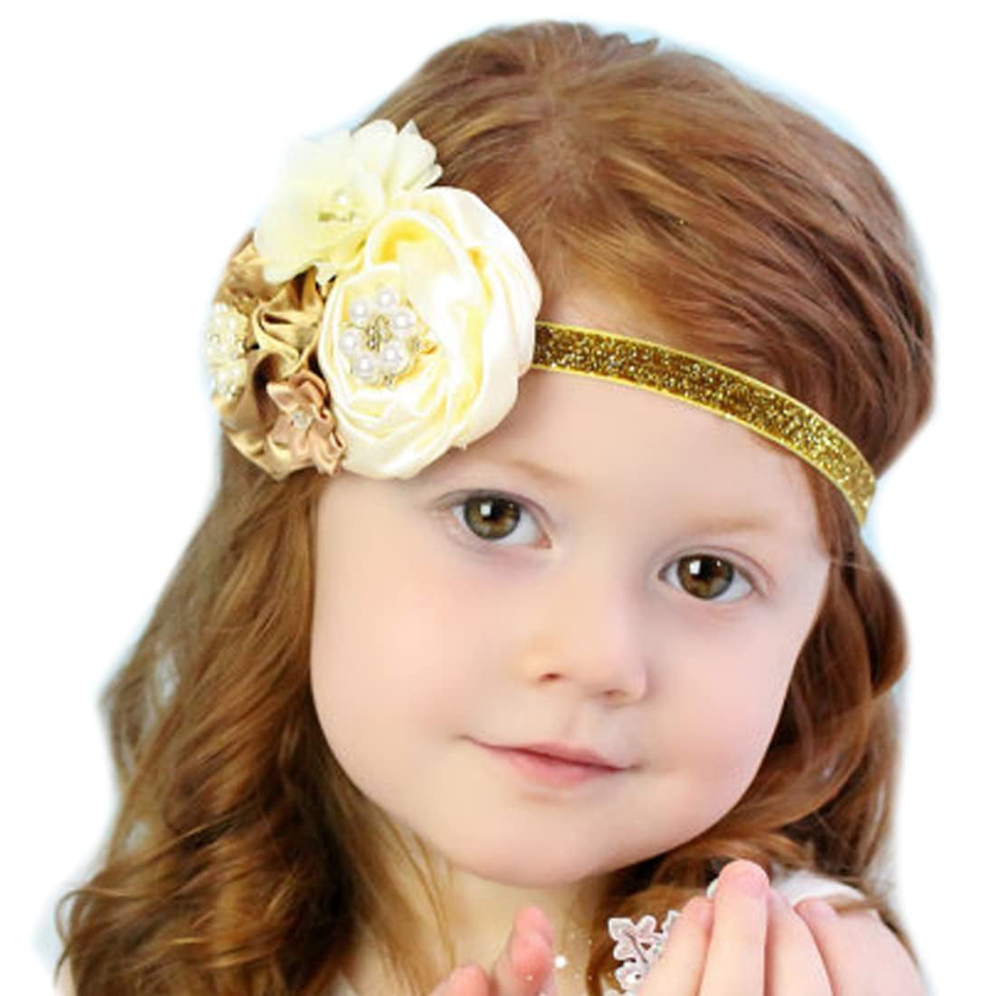 Bloomposh Baby Big Bows Headbands Gold Hairbands Hair Bows Elastics  Handmade Hair Accessories for Baby Girls Newborn Infant Toddlers Kids -  