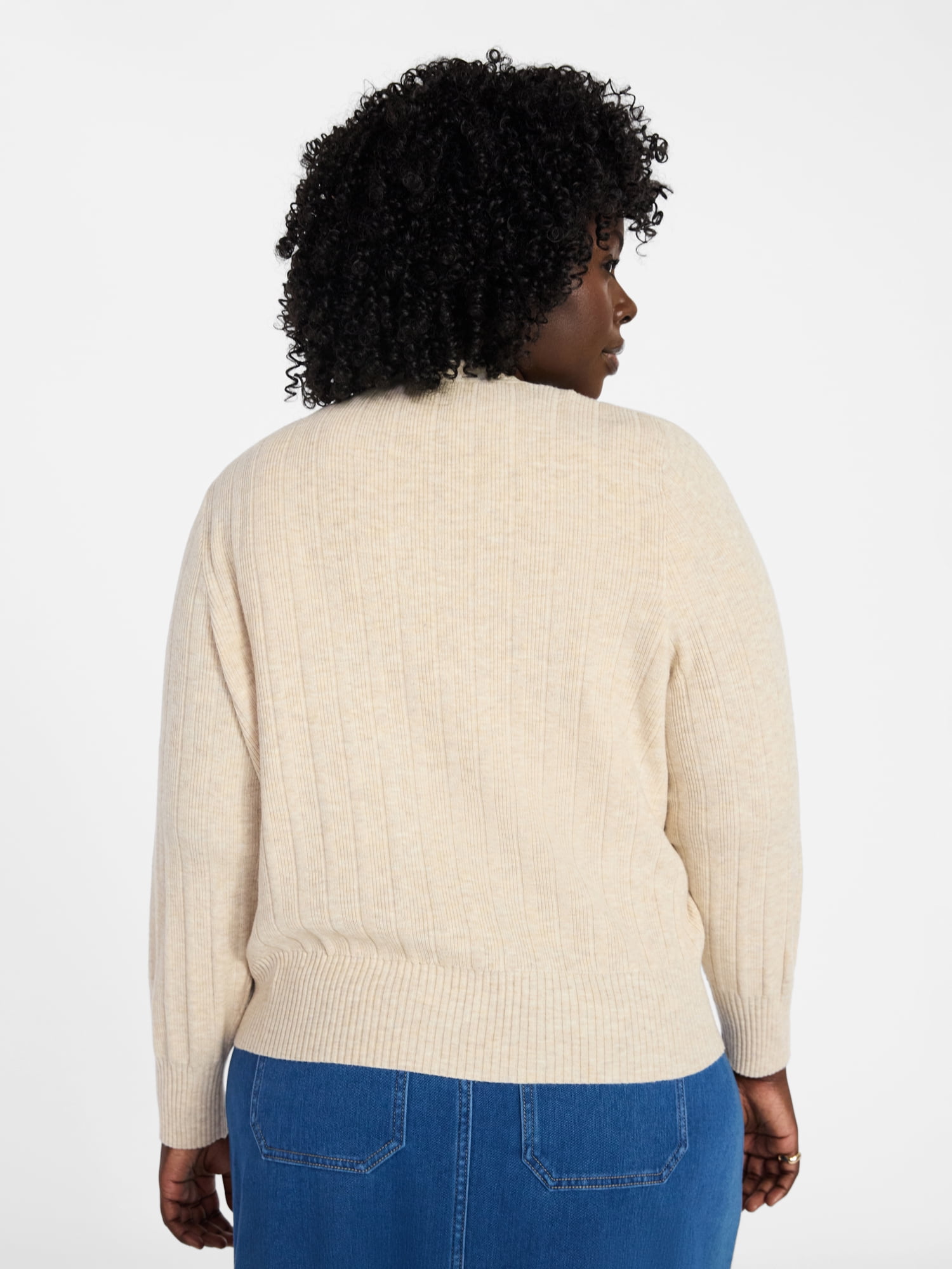 Terra & Sky Women's Plus Size Ribbed Tank Top and Cardigan Set, 2-Piece, Sizes 0X-5X