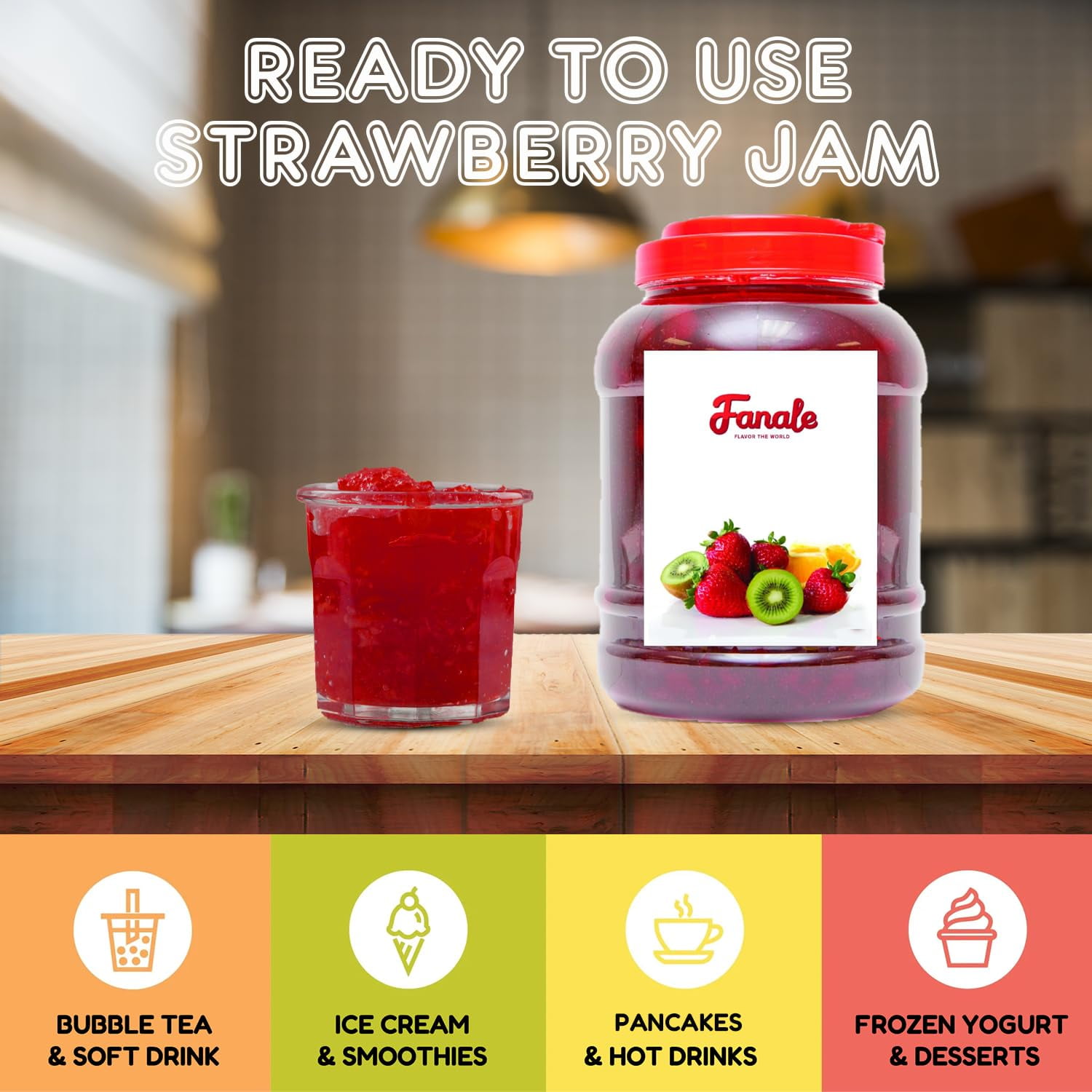 Fanale Premium Strawberry Flavoring Jam for Bubble Tea, Smoothies, Slushes, and Desserts, 10 lb