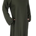 thumbnail image 3 of Hijaz Mauve Olive Green Korean Cotton Lightweight Abaya Dress Kaftan with Pockets-L, 3 of 5