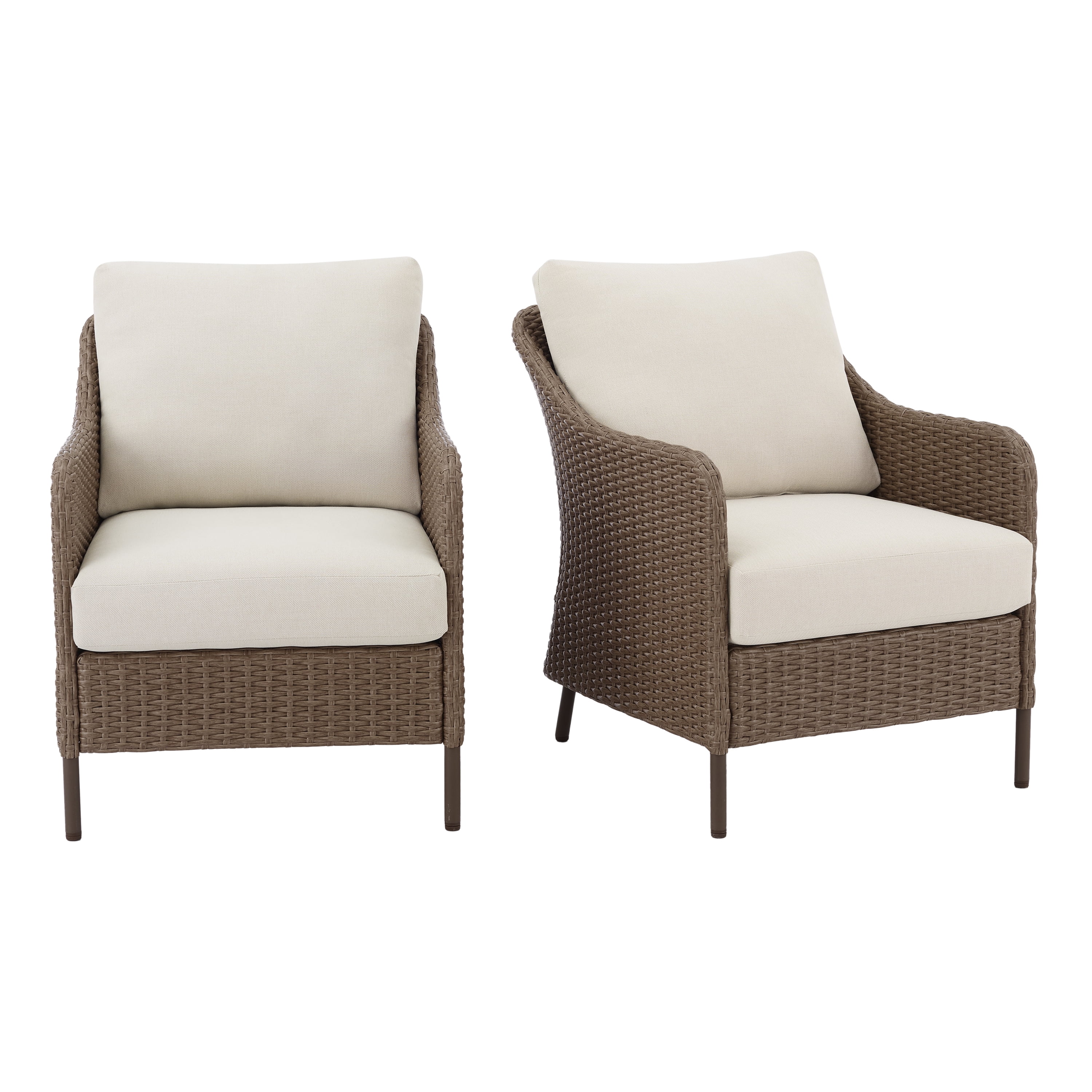 Mainstays Chelsea 2-Piece Wicker Outdoor Chairs, 2 Pack
