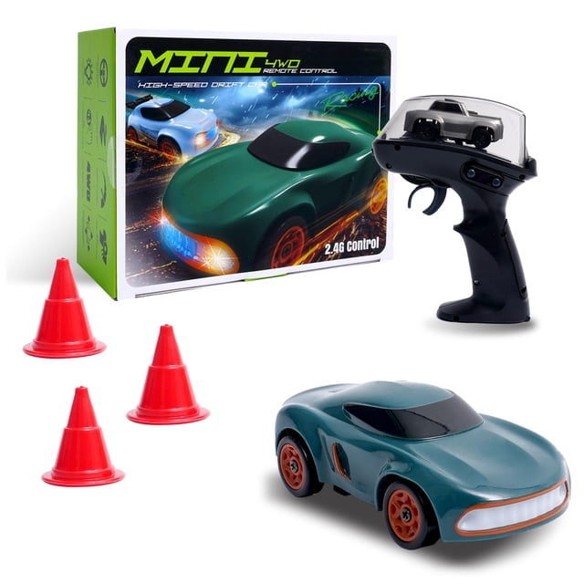 Mini coche RC QAONIE, superdeportivo a escala 1:64 de 26 km/h de velocidad (verde)