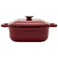 thumbnail image 3 of Smith & Clark 4 Quart Enameled Cast Iron Square Dutch Oven Pot with Lid, Red, 3 of 7