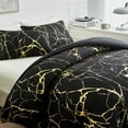 thumbnail image 3 of 3 Piece Modern Duvet Cover Set Luxe Brushed Flannel Bedding with Metallic Foil Prints Twin Size Duvet Cover with 2 Pillowcase, Black, 3 of 7