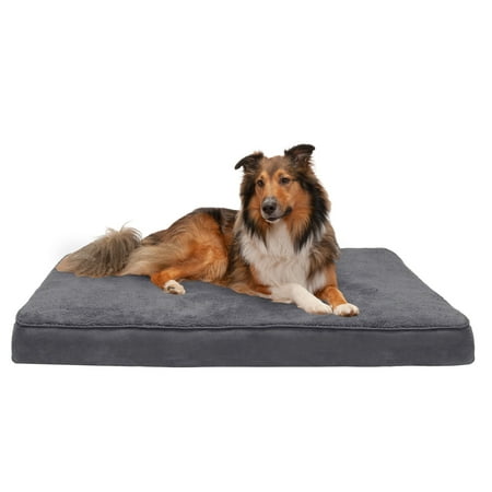 UPC: 0842229122152 | FurHaven Pet Products Terry & Suede Deluxe Memory Foam Pet Bed for Dogs & Cats – Gray Jumbo