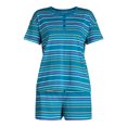 thumbnail image 2 of Joyspun Women's and Women’s Plus Sleep Henley Tee and Boxer Shorts Pajama Set, 2-Piece, Sizes XS-3X, 2 of 2
