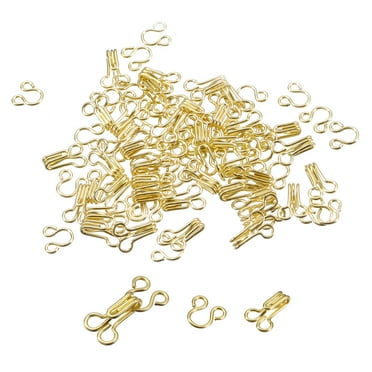 60pcs Sewing Hooks and Eyes Closure, 17.5mm Bra Hooks Clothing Fastener, Bra Sew Closure Replacement, Golden