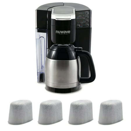 NuWave BruHub 3 in 1 Coffee Maker with Stainless and 4 Pack Replacement