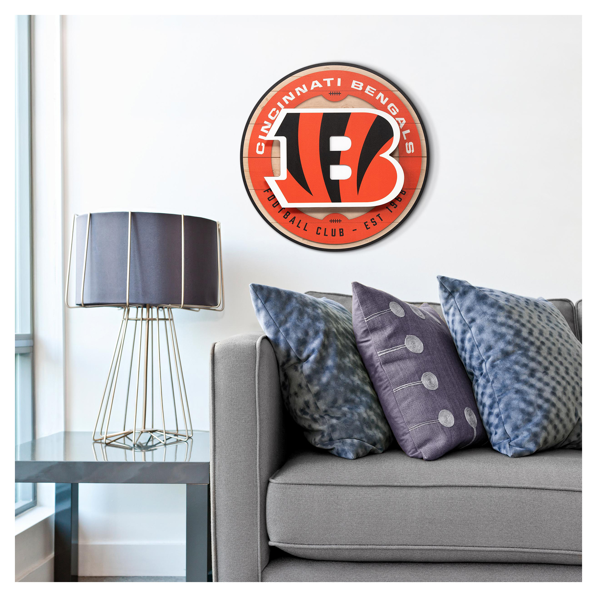 IDNA Cincinnati Bengals 15" x 15" 3DX Logo Circle Backer Wall Art
