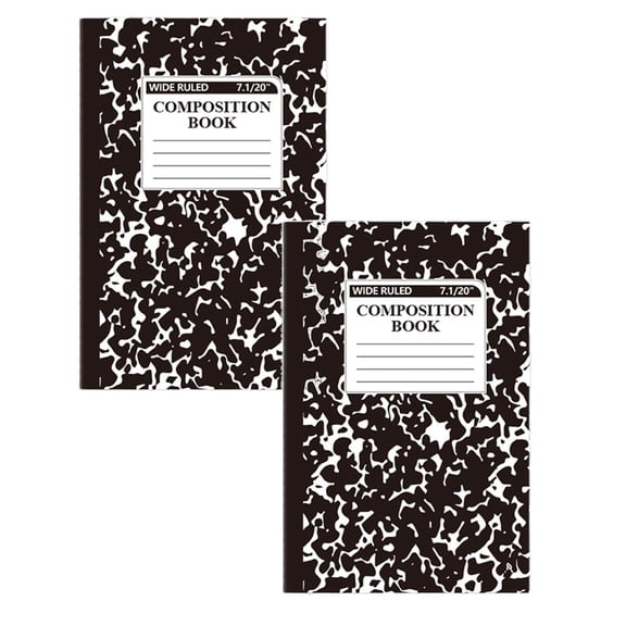 2Pcs Composition Notebook, Marble Wide Ruled Composition Book, Cute Composition Notebooks for Writing, 60 Pages per Comp Book, Office Supplies, Classroom Must Haves,Black