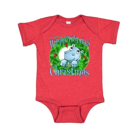 

Inktastic I want a Hippopotamus for Christmas Gift Baby Boy or Baby Girl Bodysuit