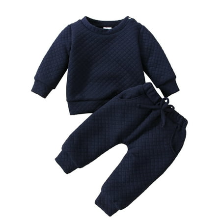 

PatPat 2pcs Unisex Baby Boy Girl Solid Round Neck Long-sleeve Outfits Set Newborn Clothes Pajamas