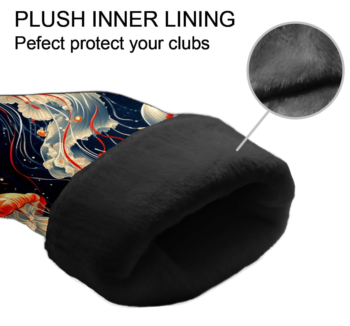 Golf Club Covers PU Leather Waterproof Head Covers for Fairway Woods Hybrids Red Jellyfish