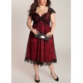 thumbnail image 3 of Vestido de talla grande para mujer, vestido de fiesta de noche con cuello en V de encaje floral Eccomum borgoña/XXXXL, 3 of 6