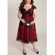 thumbnail image 3 of Vestido de Tallas Grandes para Mujer Vestido de Fiesta de Noche de Encaje Floral de Novia con Cuello Abanopi borgoña/XXXXL, 3 of 6