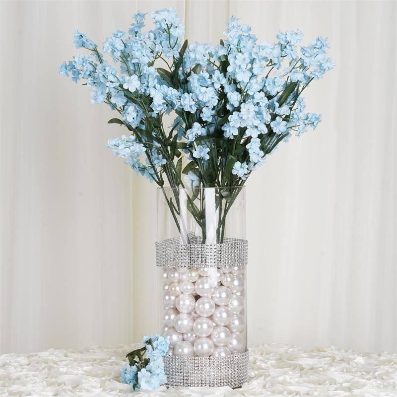 12 Bushes Light Blue Artificial Silk Baby Breath Flowers Walmart Com Walmart Com