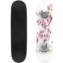 Skateboards pastel color cherry blossom japan blooming flowers Maple Double Kick Standard Skateboard Pro Complete Outdoor for Beginners Adult Gift 31"x8"