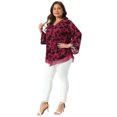 thumbnail image 3 of DARING DIVA Women's Plus Women's Dressy Blouse V Neck Mesh Flowy Work Shirts 1X Burgundy, 3 of 6