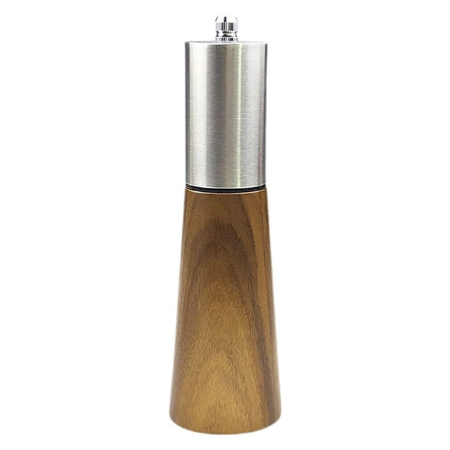 Pepper Grinder Mill With Wood Base Stainless Manual Shaker,Pepper Mill Adjustable Thickness Suitable For Kitchen,Salt and Pepper Grinder Mill Set With Wood Base,Manual Wood Pepper Grinder