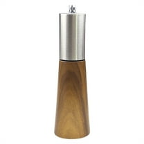 Stainless Steel Salt and Pepper Grinder with Wood Base, Manual Pepper Mill with Adjustable Thickness, Ceramic Grinding Core for Kitchen Cooking
