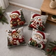 thumbnail image 4 of Christmas Pillow Covers 18x18 Set of 4, Rustic Santa SnowmanTeddy Bear Reindeer Winter Hoilday Decorative Throw Pillow Covers for Home Bedroom Living Room(A), 4 of 8