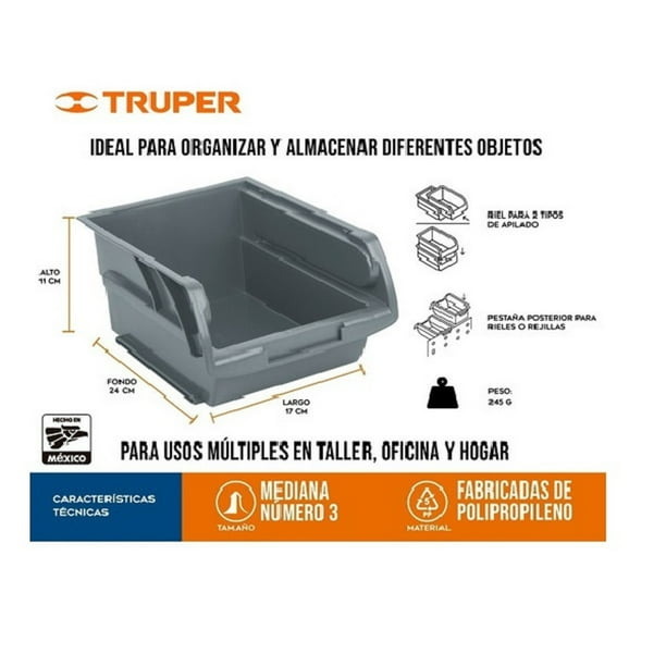 Gavetas Apilables Plástico X 17 X 11 Cm Gav-3 Truper