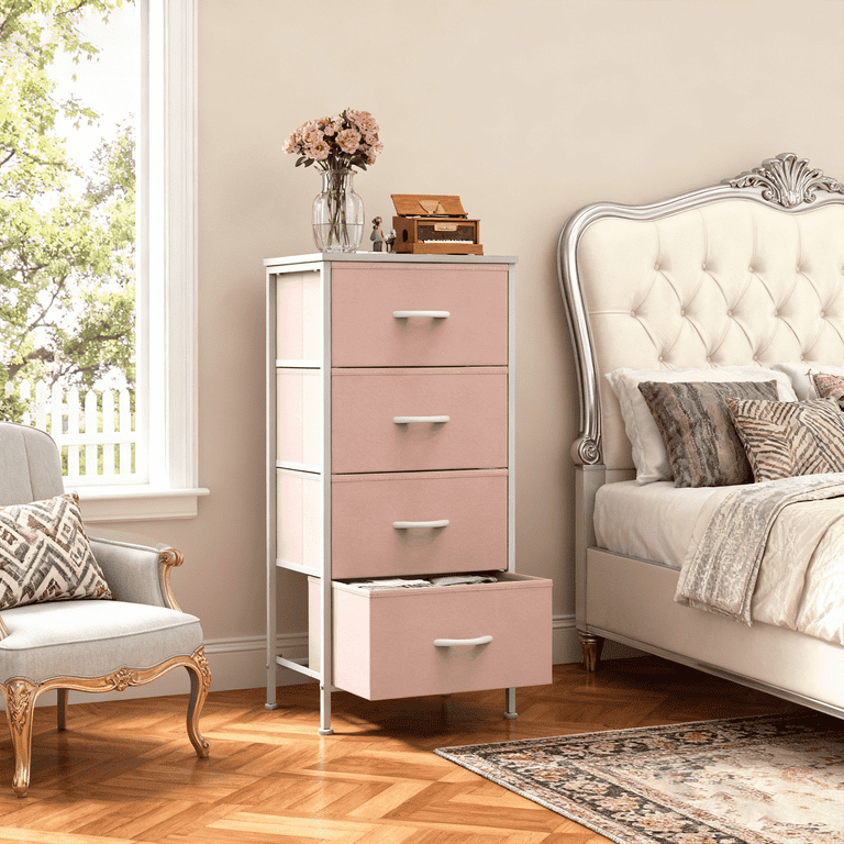 TrumanPick 4-Drawer Fabric Storage Tower, Pink photo 8