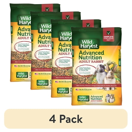 (4 pack) Wild Harvest Mix Rabbit Food, Vegetable & Grain, 8 lb. Bag