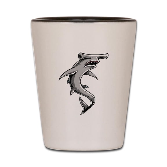 CafePress - Hammerhead Shark - White/Black Shot Glass, Unique and Funny Shot Glass