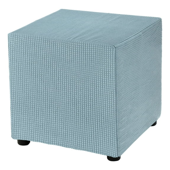 Square Ottoman Cover 18x18x18inch Polyester Ottoman Slipcovers, Sky Blue