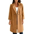 thumbnail image 6 of Women's Wool Blend Coat Single Breasted Notched Lapel Peacoat Mid Long Jacket Winter Warm One Button Overcoat with Pocket, 6 of 6