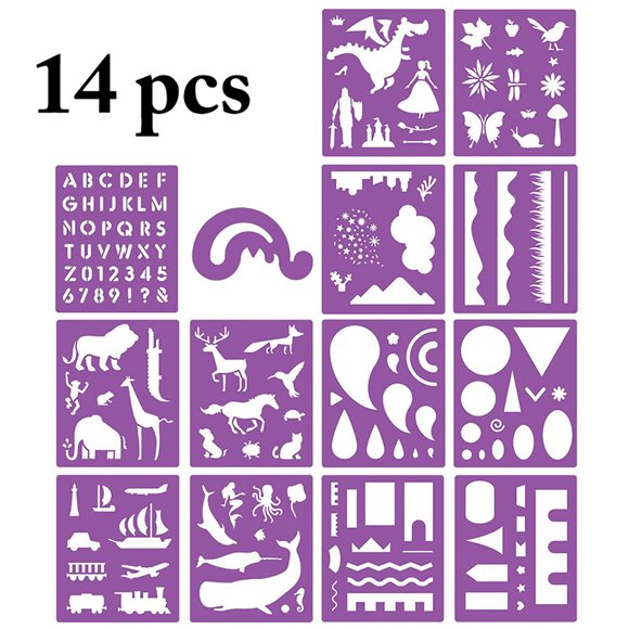 14PCS Drawing Stencil Assorted Types DIY Painting Template Drawing Template