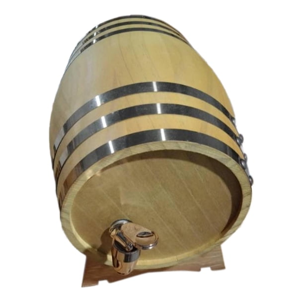 Barril de roble de 1,5 l con grifo, estilo retro, con soporte de madera, dispensador de bebidas, decantador para fiestas, entretenimiento,