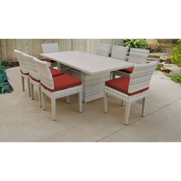 Tk Classics Fairmont Wicker 9 Piece Patio Dining Set With Armless Chairs Com Tk Classics Fairmont Wicker 9 Piece, Casual Classics Outdoor Furniture