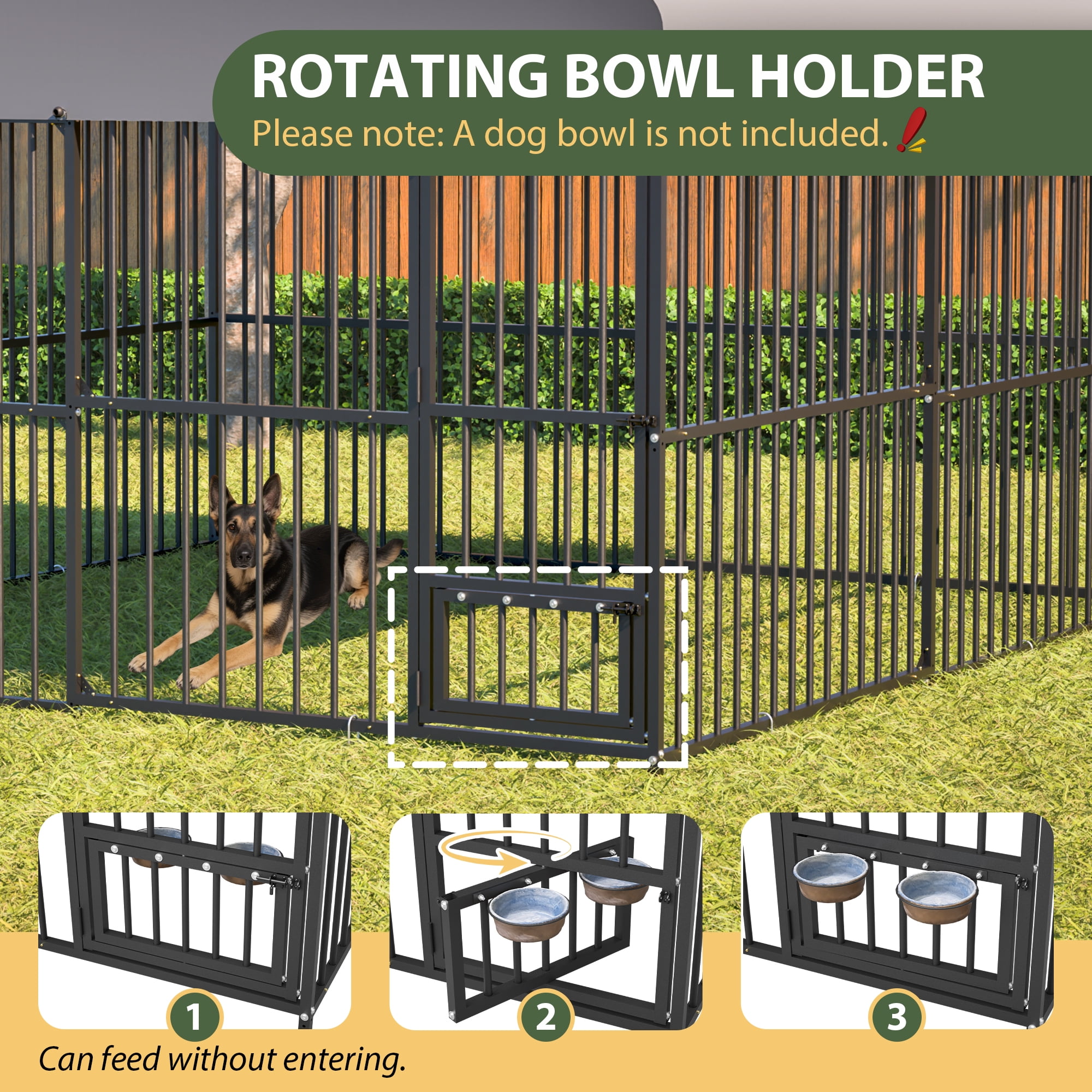 LZBEITEM Heavy Duty Outdoor Dog Kennel Playpen Large Cage Fence with Waterproof Roof Cover & Sturdy Galvanized Metal Frame