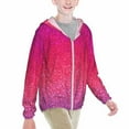 thumbnail image 2 of Xecao Light Purple Glitter Print Fishing Shirts for teenager Long Sleeve UV Sun Protection Hoodie with Zipper Outdoor Hiking Shirts-Small, 2 of 7