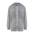 thumbnail image 4 of BXINGOHAI Women's Full Zip Up Hoodie Long Sleeve Hooded Sweatshirts Solid Drawstring with Pockets Jacket Coat for Women Today Gray,L, 4 of 6