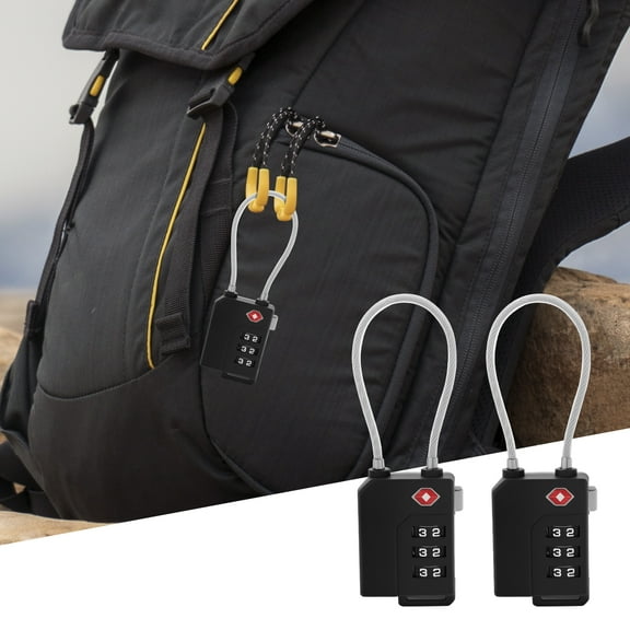 TSA Lock 3 Digit Combination Security Travel Padlock with Long Adjustable Steel Cable for Suitcase Luggage Bag Gym