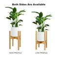 thumbnail image 5 of Hengguang Adjustable Indoor Plant Stand, 15 inch Tall Wooden Plant Holder, Mid Century Modern Wood Stand with Tray, Single Floor Flower Pot Holder for 9-12 inch Width Pots, 5 of 7