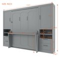 thumbnail image 4 of Queen Size Murphy Bed with 2 Closets, Wooden Murphy Cabinet Bed Frame with 4 Drawers and Open Shelves, Hidden Foldable Wall Bed for Home Office, Gray, 4 of 9