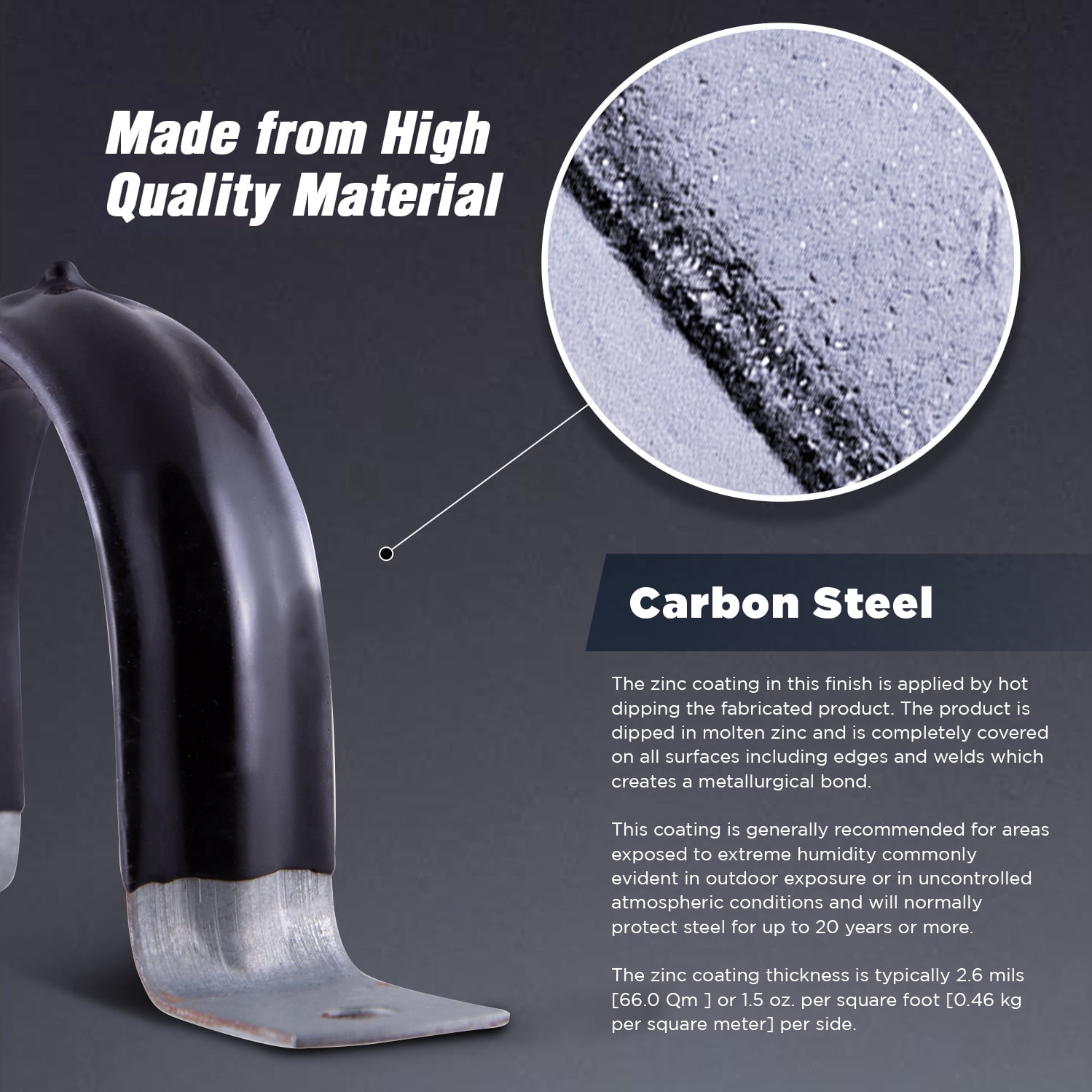 Highcraft Pipe Strap U Bracket, 4" w/ Plastic Coated Galvanized- 10 Pk