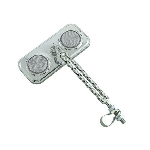 Lowrider Classic Rectangle Double Twisted Bike Mirror Chrome, White Reflectors