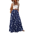 thumbnail image 1 of Falda larga Lepunuo Flowy de cintura alta con bolsillos para mujer, 1 of 6