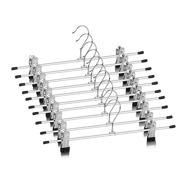 Gancho Para Ropa Remera Con Clips plata 10 Pzas