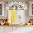thumbnail image 2 of Harvest Pumpkin Valances for Windows, 42 x 18in, Fall Thanksgiving Orange Blue Leaf Wood Texture Rod Pocket Kitchen Valance Curtain Light Filtering Window Treatments for Living Room Bedroom, 1 Panel, 2 of 7