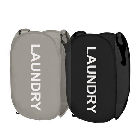 2Pcs Foldable Laundry Hamper for Dirty Clothes, Portable Pop Up Basket for Home, College Dorm, Travel, Kids Room
