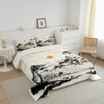 thumbnail image 2 of Japanese Style Comforter Set Queen Traditional Ink Painting Bedding Set, Country Mountain Tree Bedding Comforter Sets Exotic Oriental Style Duvet Sets, Black Beige Quilted Comforter 3pcs, 2 of 6